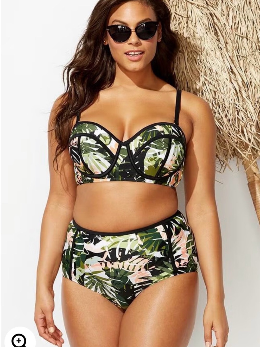 High-Waist Tropical Print Bikini Set - Camo